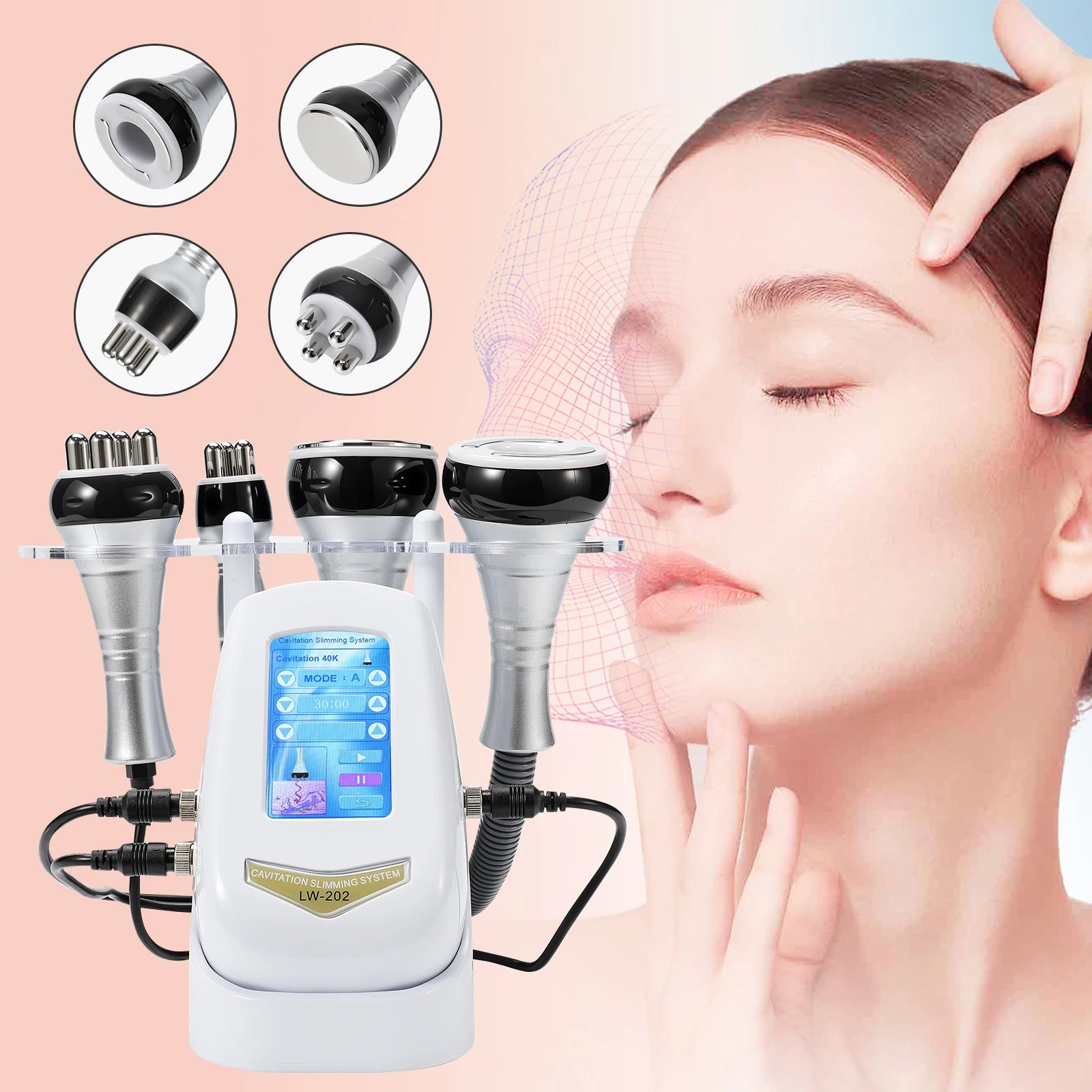 Professional Anti-Aging Beauty Device, 4-in-1 with RF Ultrasound & EMS for Facial Lifting, Wrinkle Reduction, Body Care
