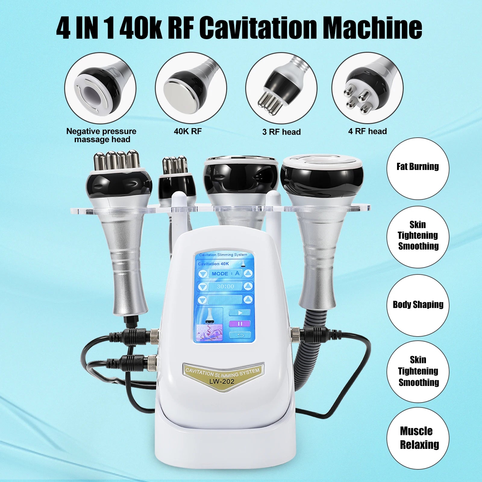 Professional Anti-Aging Beauty Device, 4-in-1 with RF Ultrasound & EMS for Facial Lifting, Wrinkle Reduction, Body Care