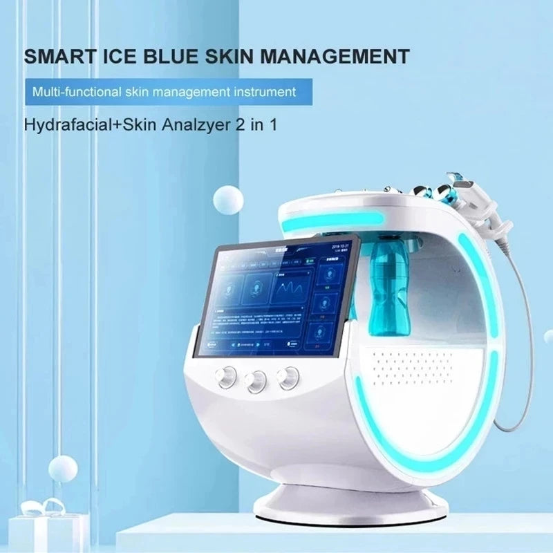 New 7-in-1 Smart Ice Blue Facial Cleansing and Moisturizing Skin Analysis Deep Pore Vacuum Skincare and Anti Aging Beauty