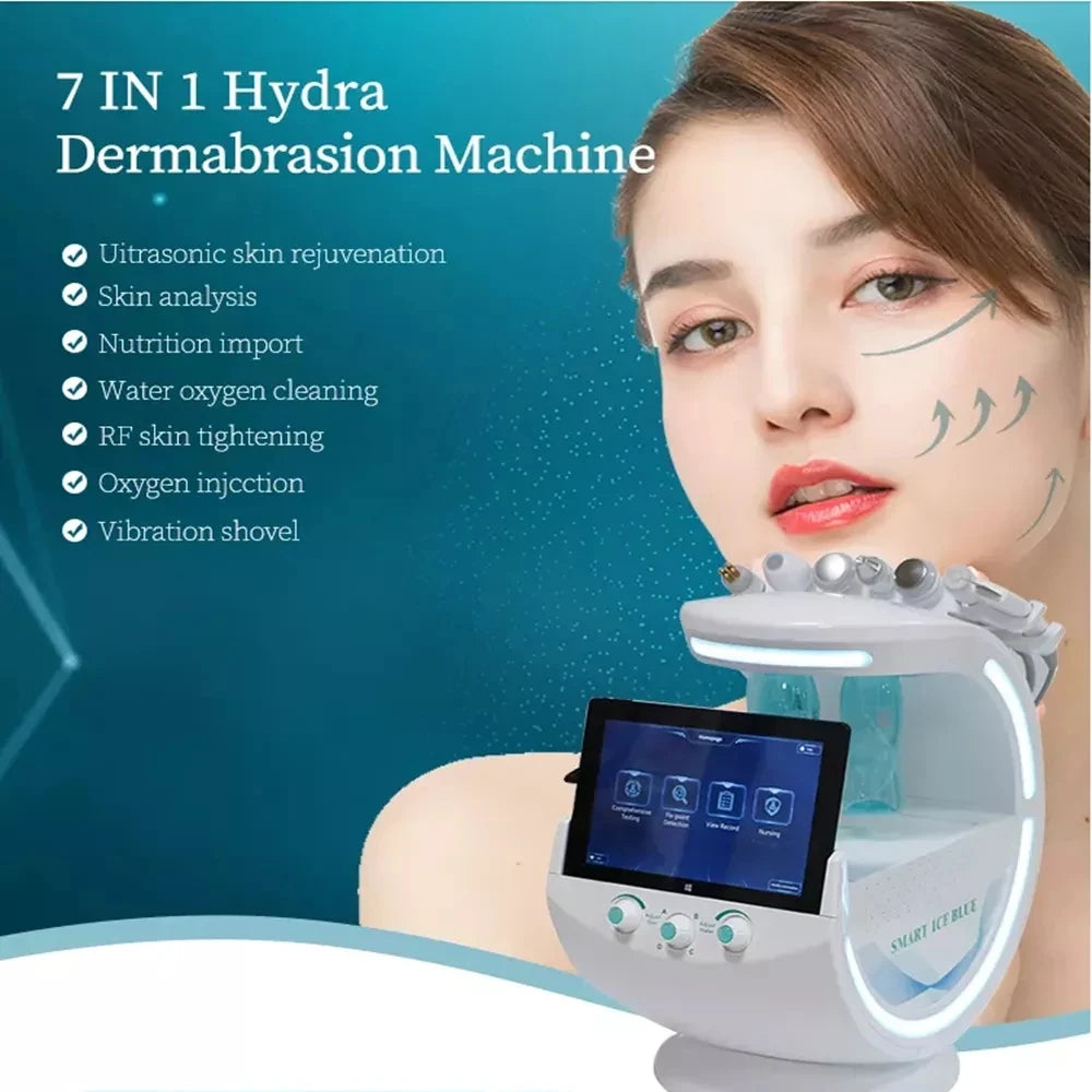 New 7-in-1 Smart Ice Blue Facial Cleansing and Moisturizing Skin Analysis Deep Pore Vacuum Skincare and Anti Aging Beauty