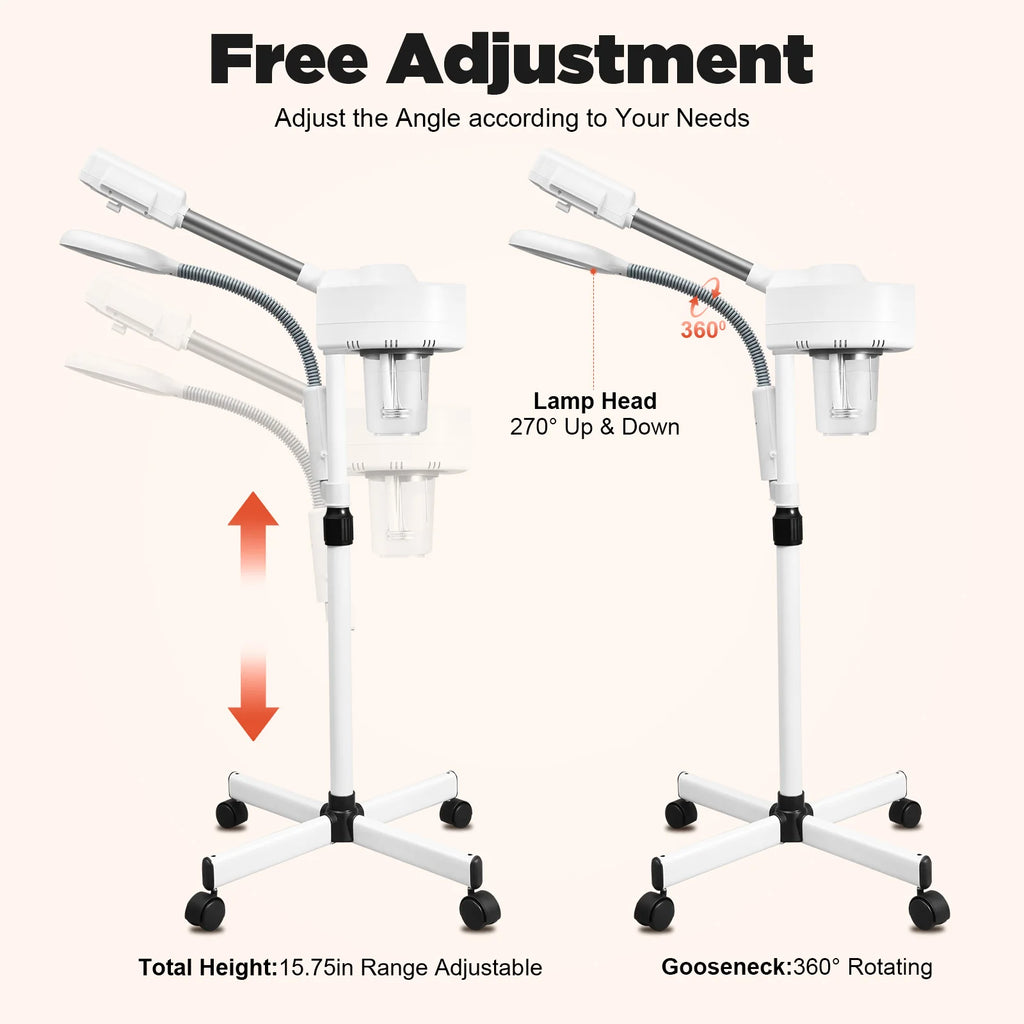 Professional 2 in 1 Facial Steamer, Face Deep Clean Ozone Face Face Steamer, 2 in 1 Face Machine w/ 5X Magnifying