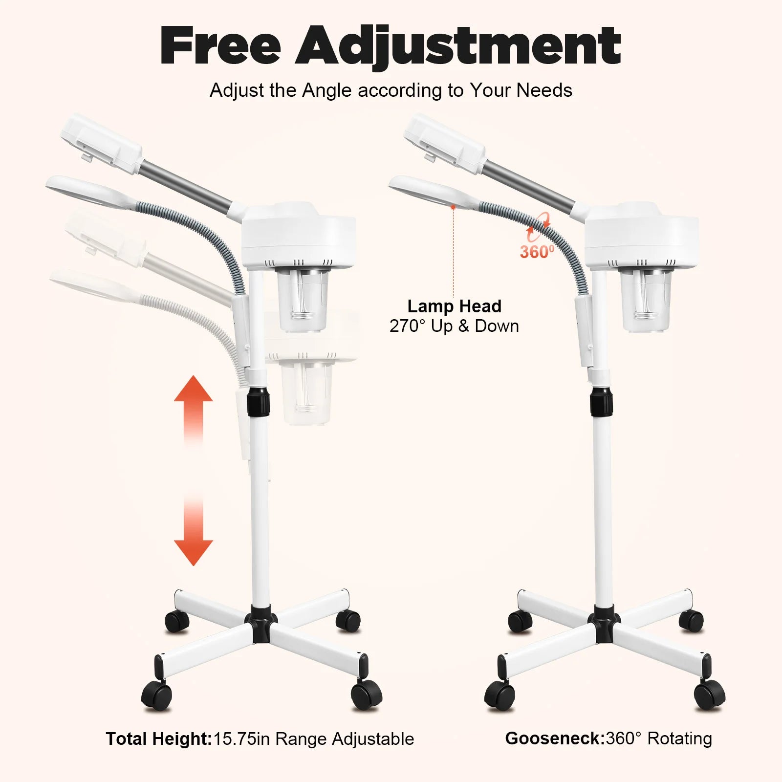 Professional 2 in 1 Facial Steamer, Face Deep Clean Ozone Face Face Steamer, 2 in 1 Face Machine w/ 5X Magnifying