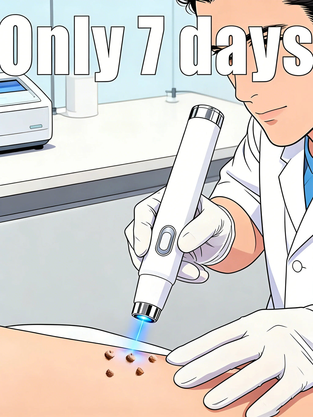 Wart Remover Blue Light Therapy Device | Easy to Clean Portable Skin Care Tool for Wart & Skin Tag Removal, Home Use