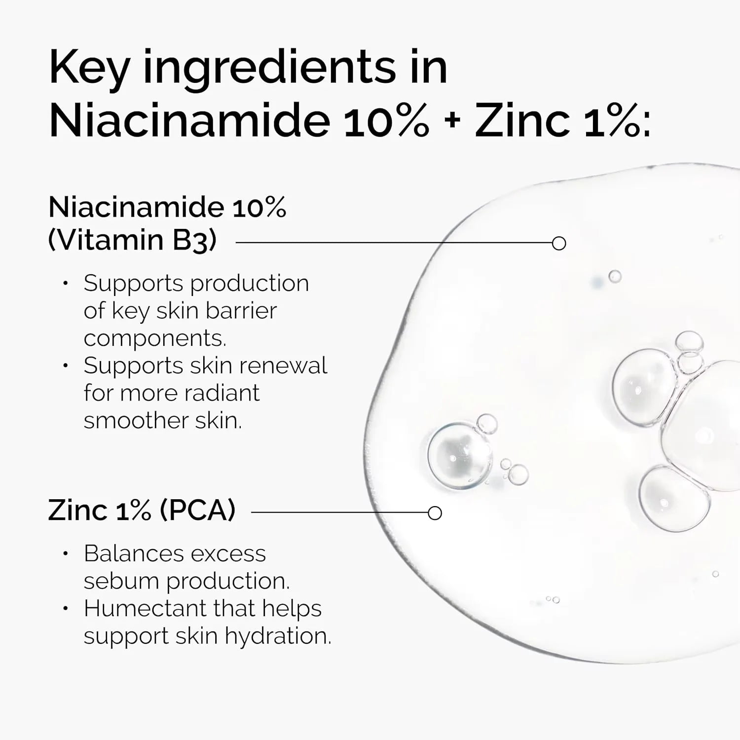 10% Niacinamide 1% Zinc Face Serum 30ml, Oil Control Pore Minimizer, Anti-Acne Dark Spot, Gentle Skin Care for All Skin Types