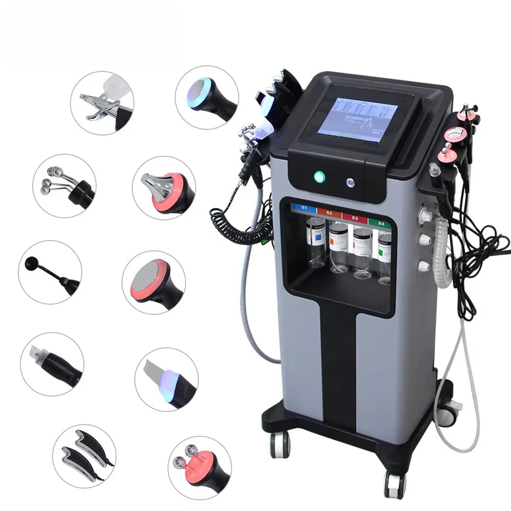 New10IN 1 Hydro Dermabrasion Aqua Peeling Ultrasound Facial Care Oxygen Injection Skin Rejuvenation Whiting Beauty Machine